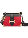 Prada Cahier Large Leather Bag In Red