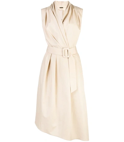 Adam Lippes Poplin V-neck Dress In Neutral