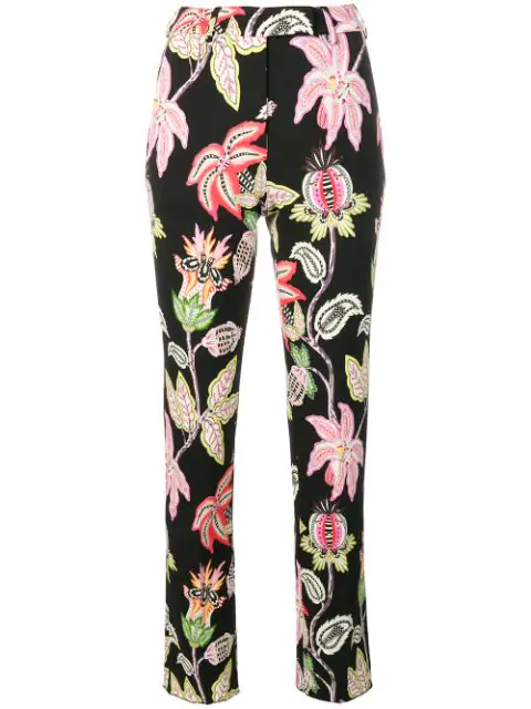 Etro Floral Print Slim In Black | ModeSens