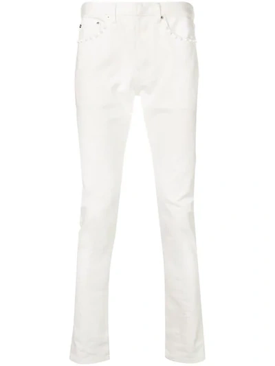 Valentino Rockstud Slim-fit Jeans In White