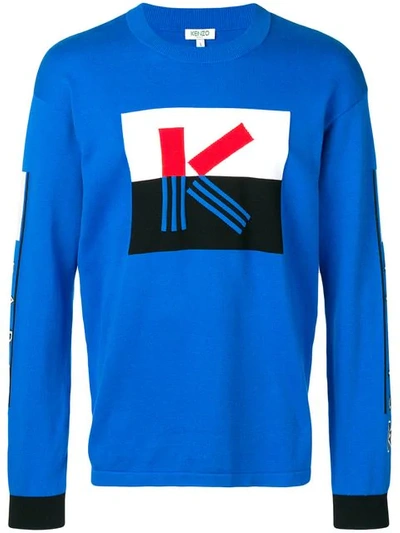 Kenzo Logo Print Sweatshirt In French Blue