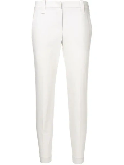 Brunello Cucinelli Cropped Skinny-fit Trousers In Neutrals