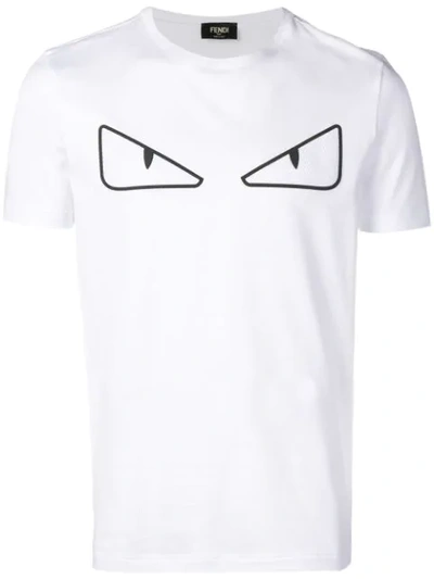 Fendi Textured Monster Eyes T-shirt In White
