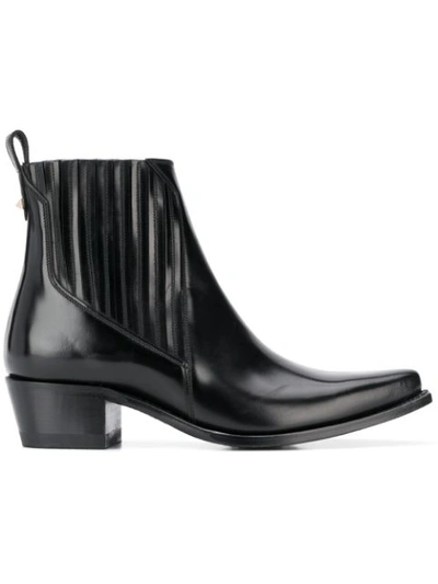 Valentino Garavani Cowboy Leather Ankle Booties In Black