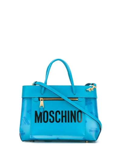 Moschino Small Logo Tote Bag In Blue