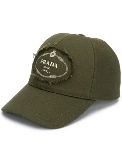 Prada Logo Cap In Green