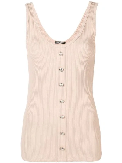 Balmain Buttoned Tank Top In Neutrals