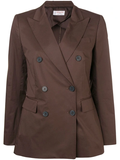 Alberto Biani Double-breasted Blazer Jacket In Braun