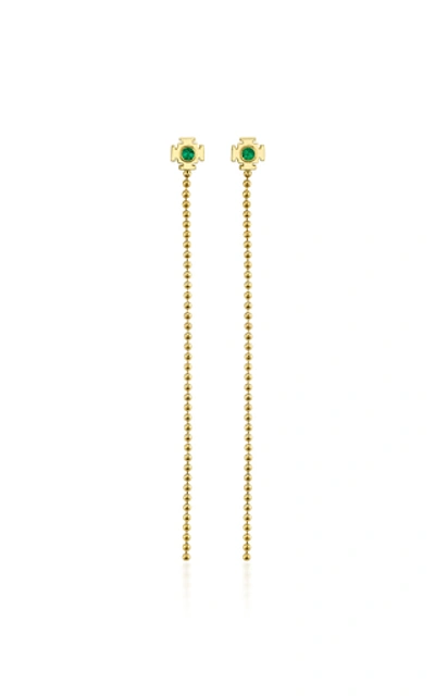 Ark 18k Gold Emerald Earrings In Green