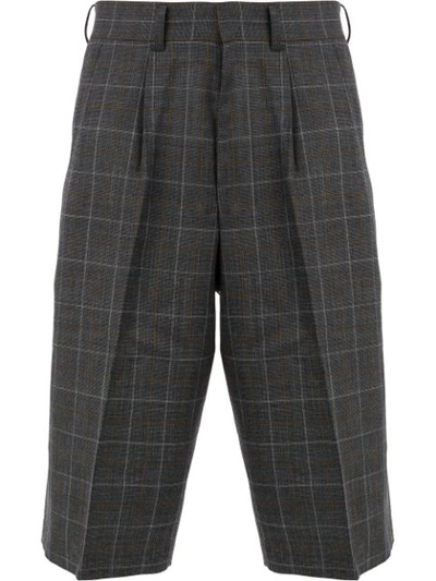 Junya Watanabe Classic Checked Shorts In Grey