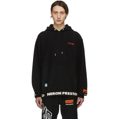 Heron Preston Logo-jacquard Hooded Cotton Sweatshirt In Black