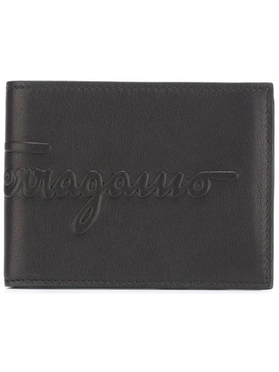 Ferragamo Kentucky Embossed Logo Wallet In Black