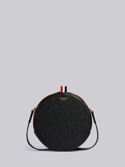 Thom Browne Mixed Leather Hat Box Jr. Bag In Black