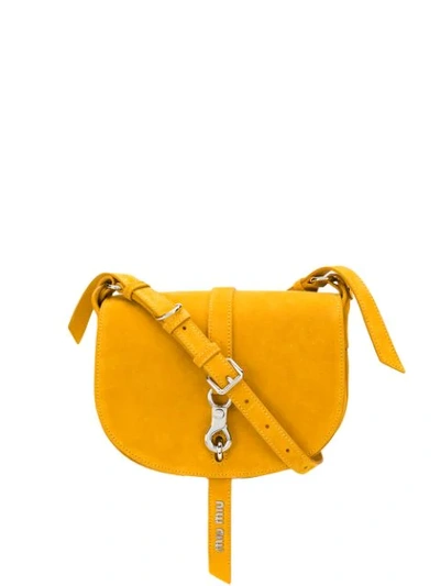 Miu Miu Flap Front Shoulder Bag In Yellow