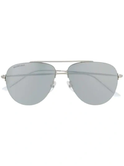 Balenciaga Aviator Shaped Sunglasses In Silver