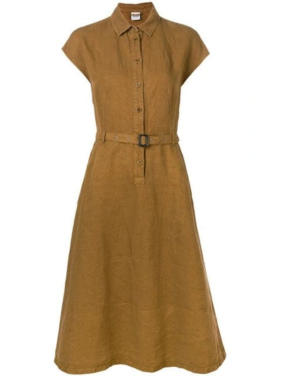 Aspesi Belted Shirt Dress In Brown