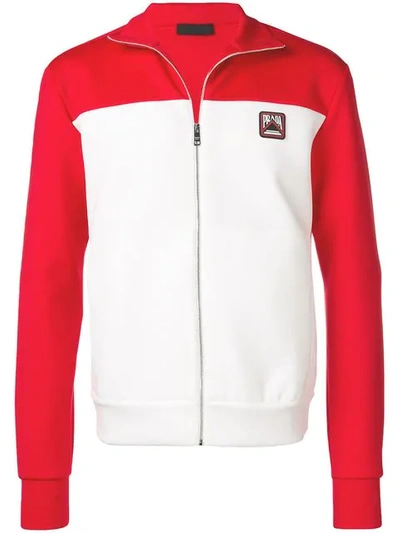 Prada Logo Lightweight Jacket In White ,red