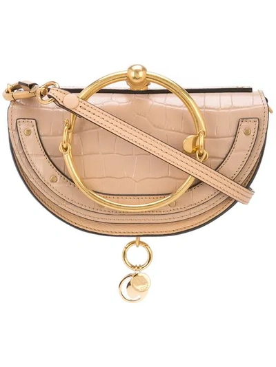 Chloé Nile Minaudiere Croc Bag In Neutrals