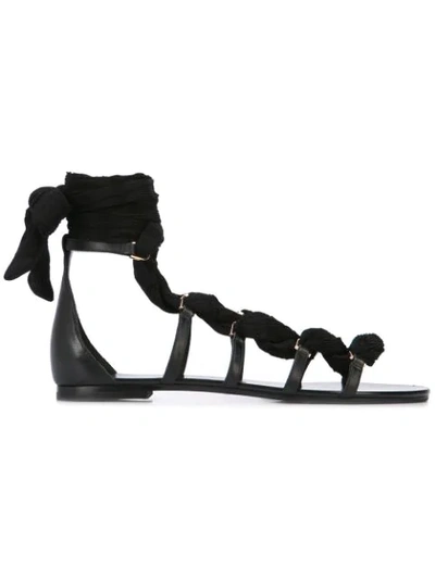 Stella Luna Ankle Tie Sandals In Black