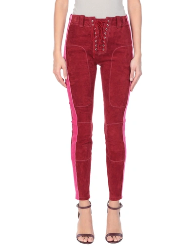 Ben Taverniti Unravel Project Woman Pants Burgundy Size 26 Soft Leather, Polyamide, Elastane, Viscos In Red