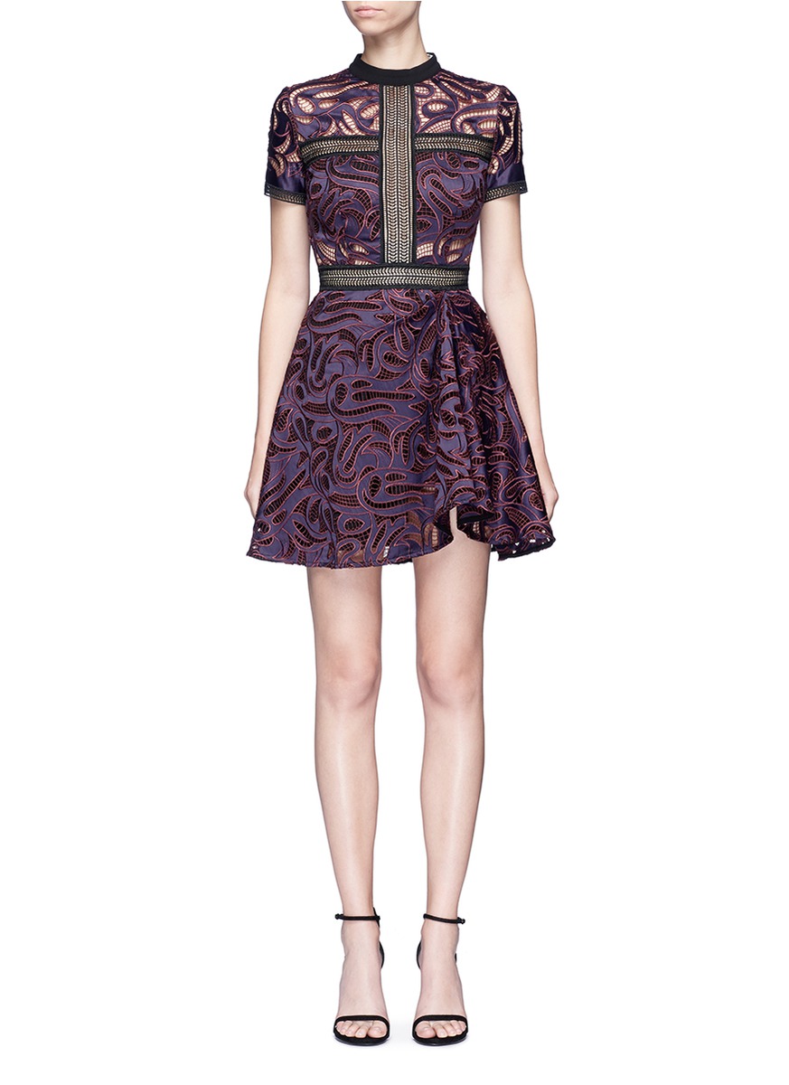 self portrait cutwork mini dress