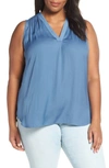 Vince Camuto V-neck Rumple Blouse In Dusty Blue