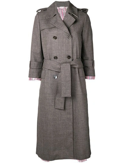 Thom Browne Drop Lining Trench Overcoat In Grey