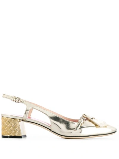 Bottega Veneta Cherbourg Leather Slingback Pumps In Gold