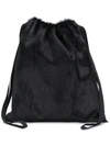 Simonetta Ravizza Furrissima Drawstring Bag In Black