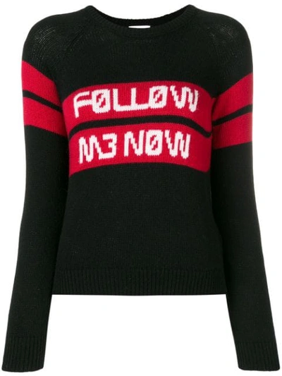 Red Valentino Follow Me Now Intarsia Jumper In Black