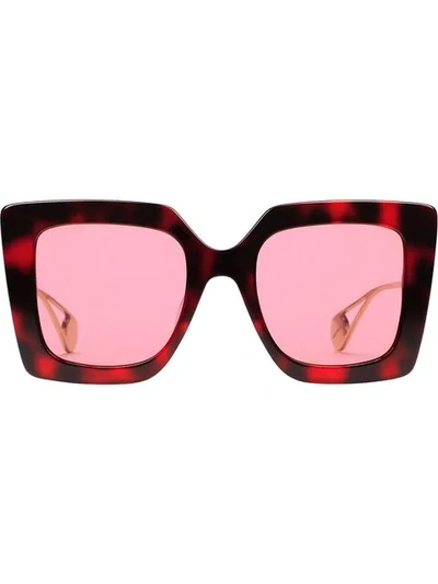Gucci Oversized Frame Sunglasses In Red