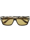 Gucci Rectangular-frame Sunglasses In Brown