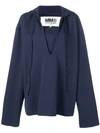 Mm6 Maison Margiela Oversized Knitted Top In Blue