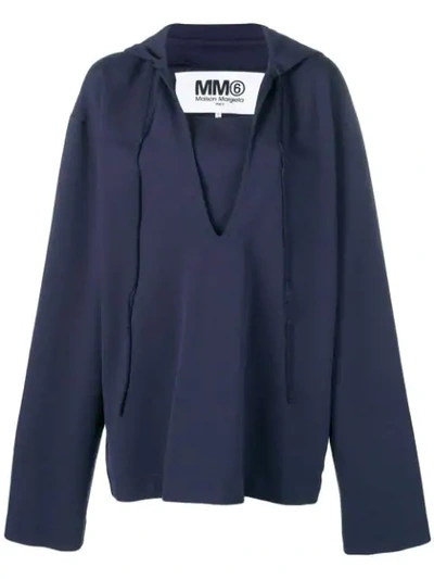 Mm6 Maison Margiela Oversized Knitted Top In Blue