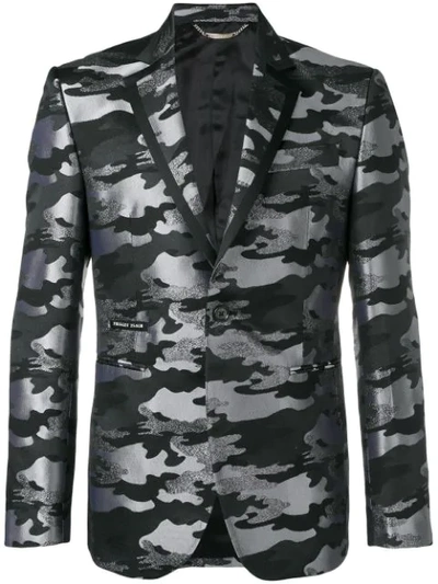 Philipp Plein Camouflage Blazer In Grey