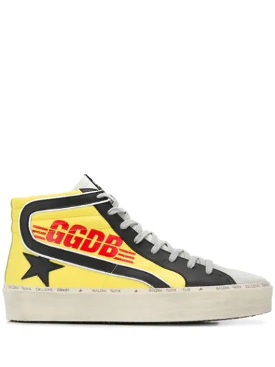 Golden Goose Slide Hi-top Yellow Leather Sneakers