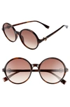 Fendi Round Gradient Propionate Sunglasses In Dark Havana/ Brown