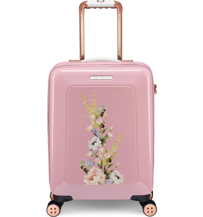 Ted Baker Small Elegant Print 21 inch Spinner Carry on In Pink
