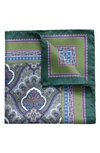 Eton Men's Silk Paisley Pocket Square, Green