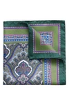 Eton Men's Silk Paisley Pocket Square, Green In Dark Green