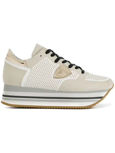Philippe Model Trainers Mit Plateausohle In White