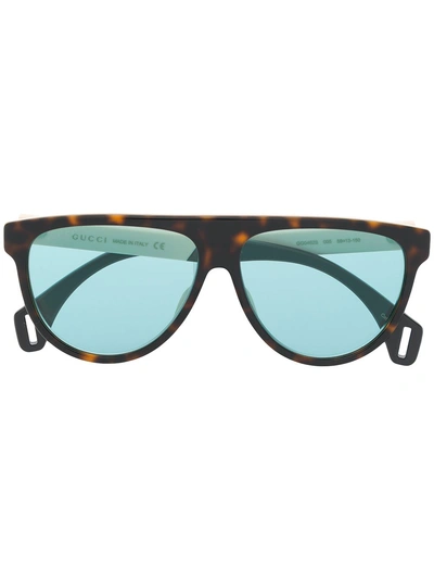 Gucci Eyewear Aviator Frame Sunglasses - 棕色 In Multi