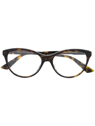 Gucci Cat Eye Frame Glasses In 棕色