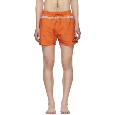 Heron Preston Reflective Stripe Swim Shorts In Orange