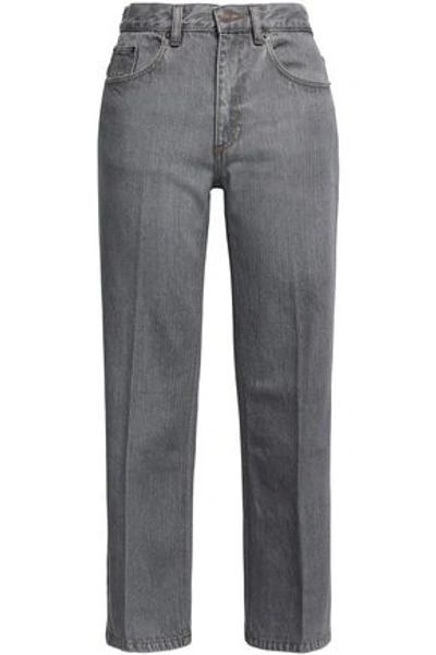 Marc Jacobs Cropped Faded High-rise Straight-leg Jeans In Gray