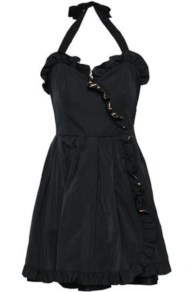 Marc Jacobs Woman Ruffled Taffeta Halterneck Mini Dress Black