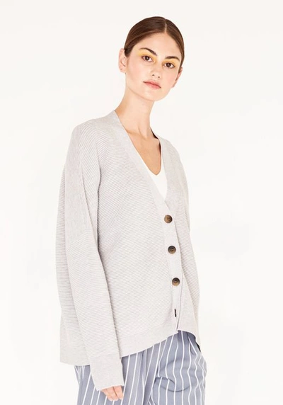 Paisie Ribbed V-neck Cardigan In Light Grey