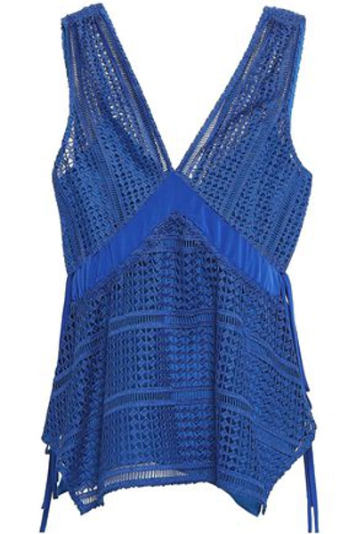 Derek Lam 10 Crosby Crochet-knit Top In Cobalt Blue