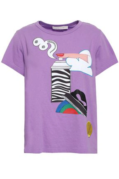 Marc Jacobs Woman Appliquéd Cotton-jersey T-shirt Lavender