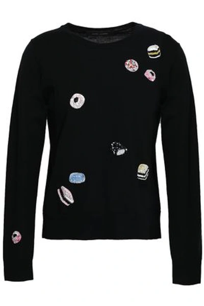 Marc Jacobs Woman Embellished Appliquéd Wool Sweater Black